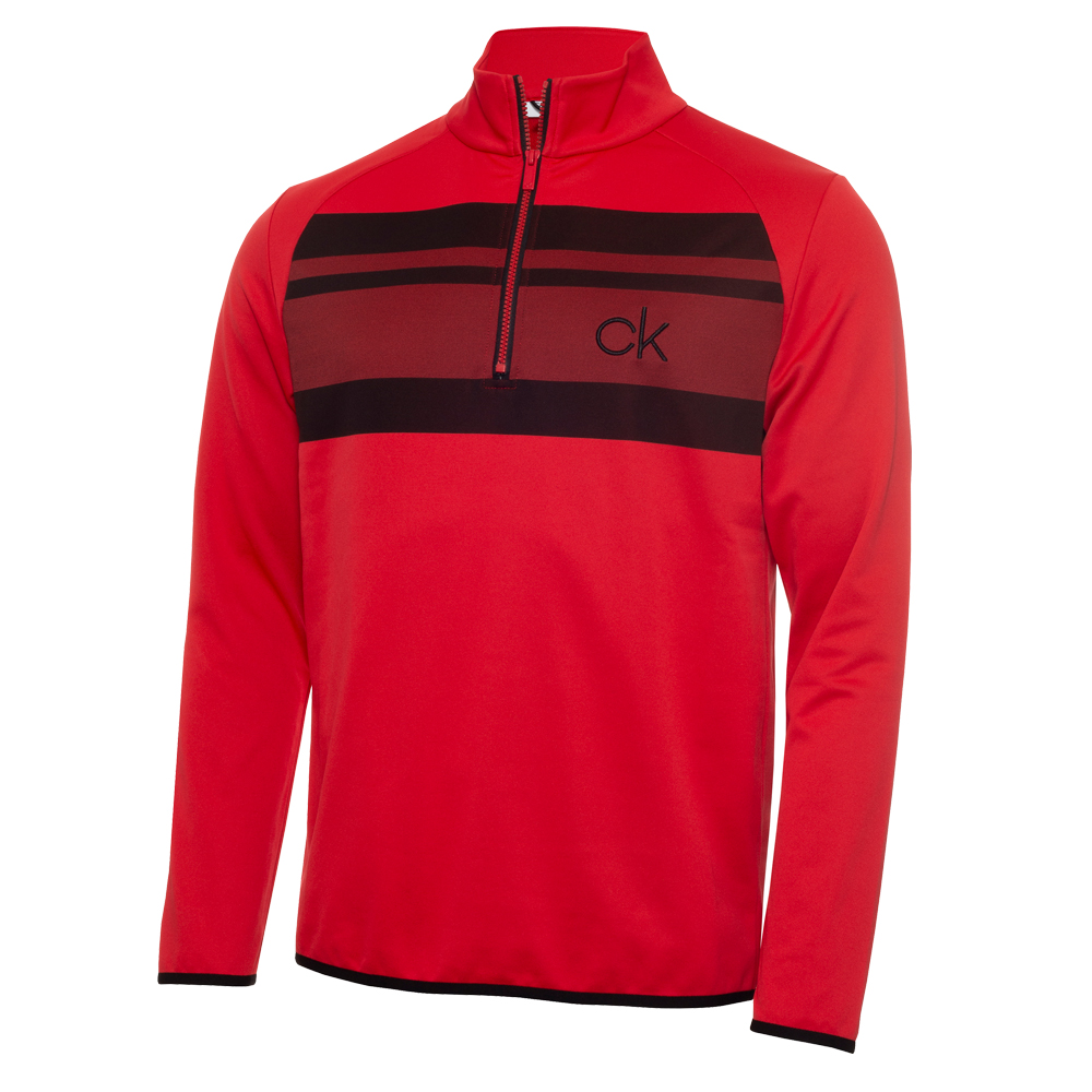Calvin Klein Golf Taylor Half Zip Lightweight Breathable Sweater Mid Layer  - Power Red