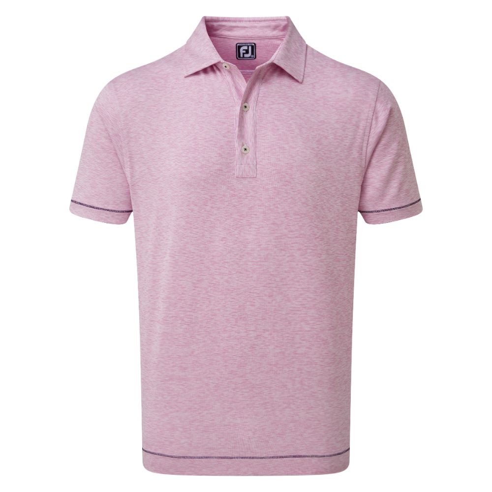 FootJoy Golf Lisle Space Dye Microstripe Mens Polo Shirt  - Berry/White