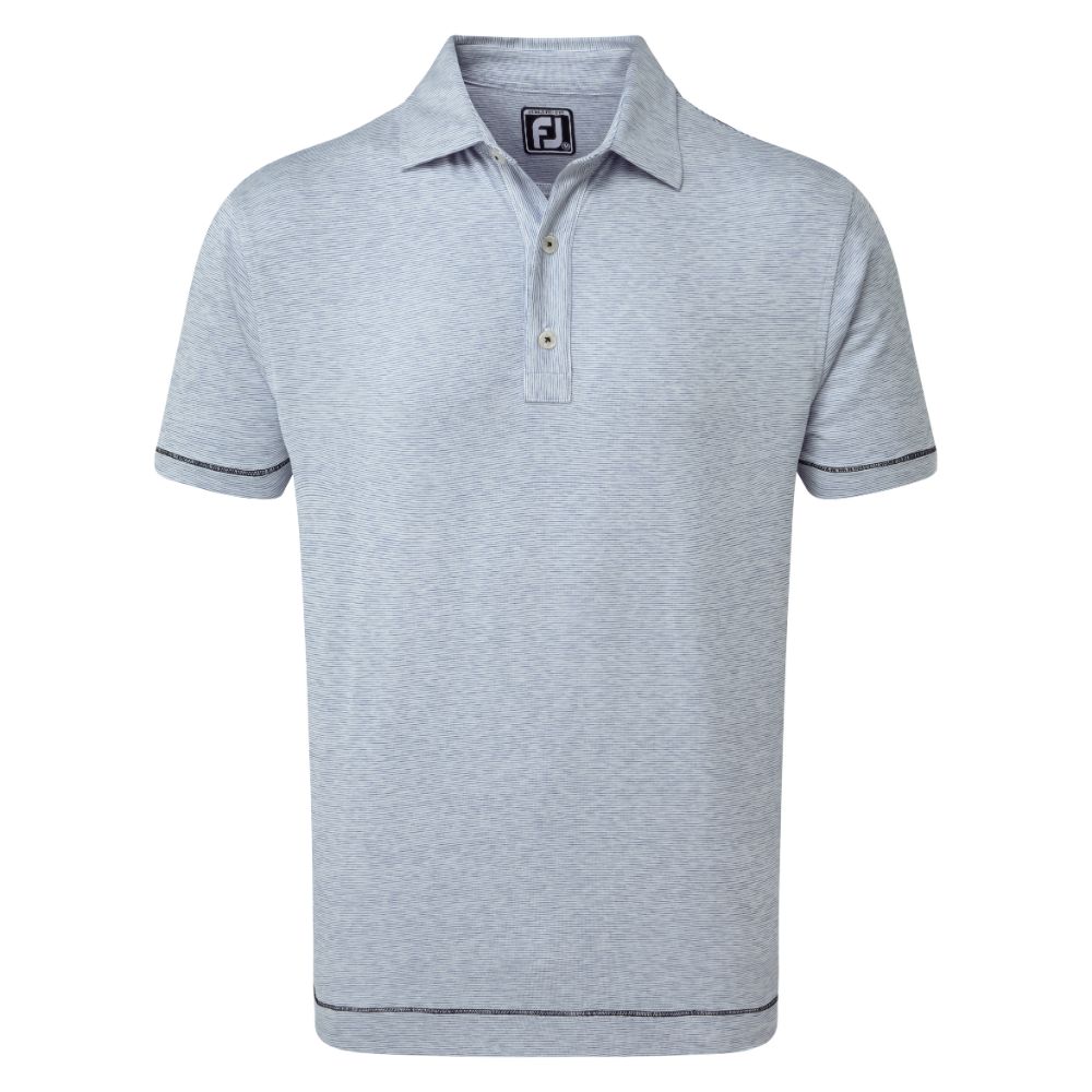 FootJoy Golf Lisle Space Dye Microstripe Mens Polo Shirt  - Royal/White