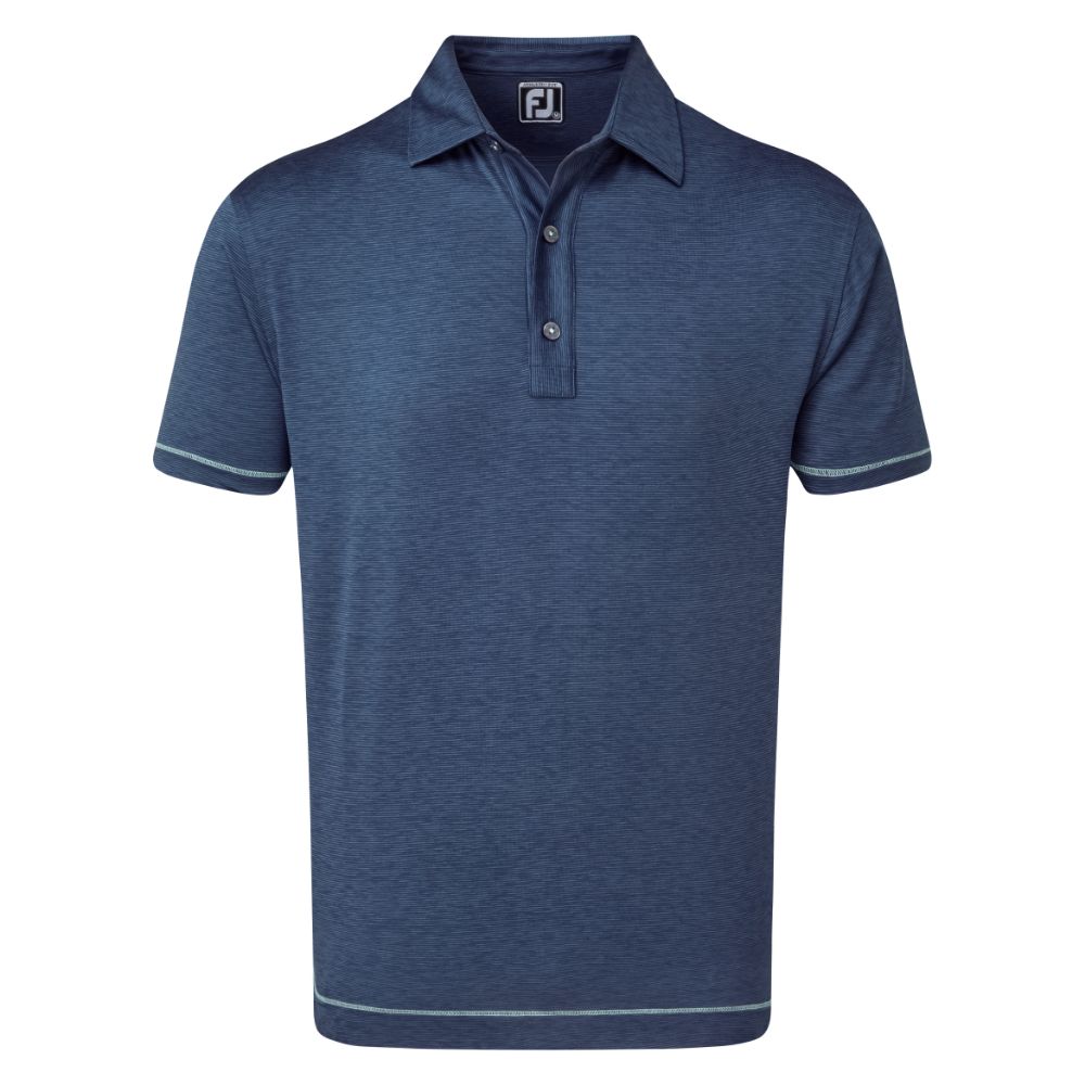 FootJoy Golf Lisle Space Dye Microstripe Mens Polo Shirt  - Blue
