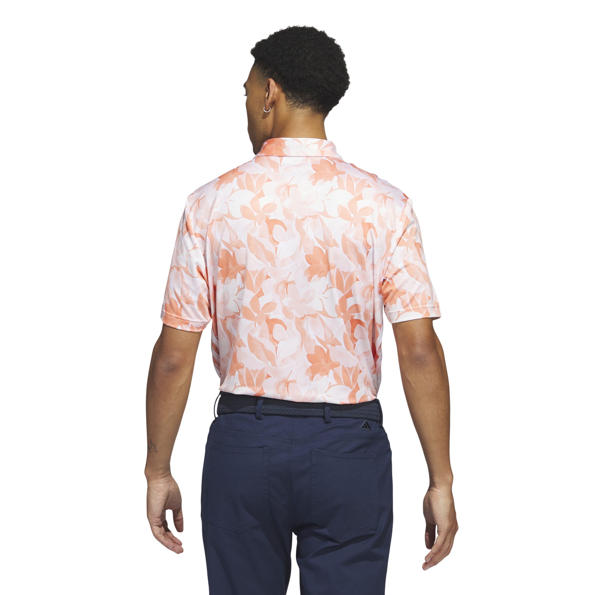 adidas Golf Floral Print Mens Polo Shirt  - Coral Fusion/White