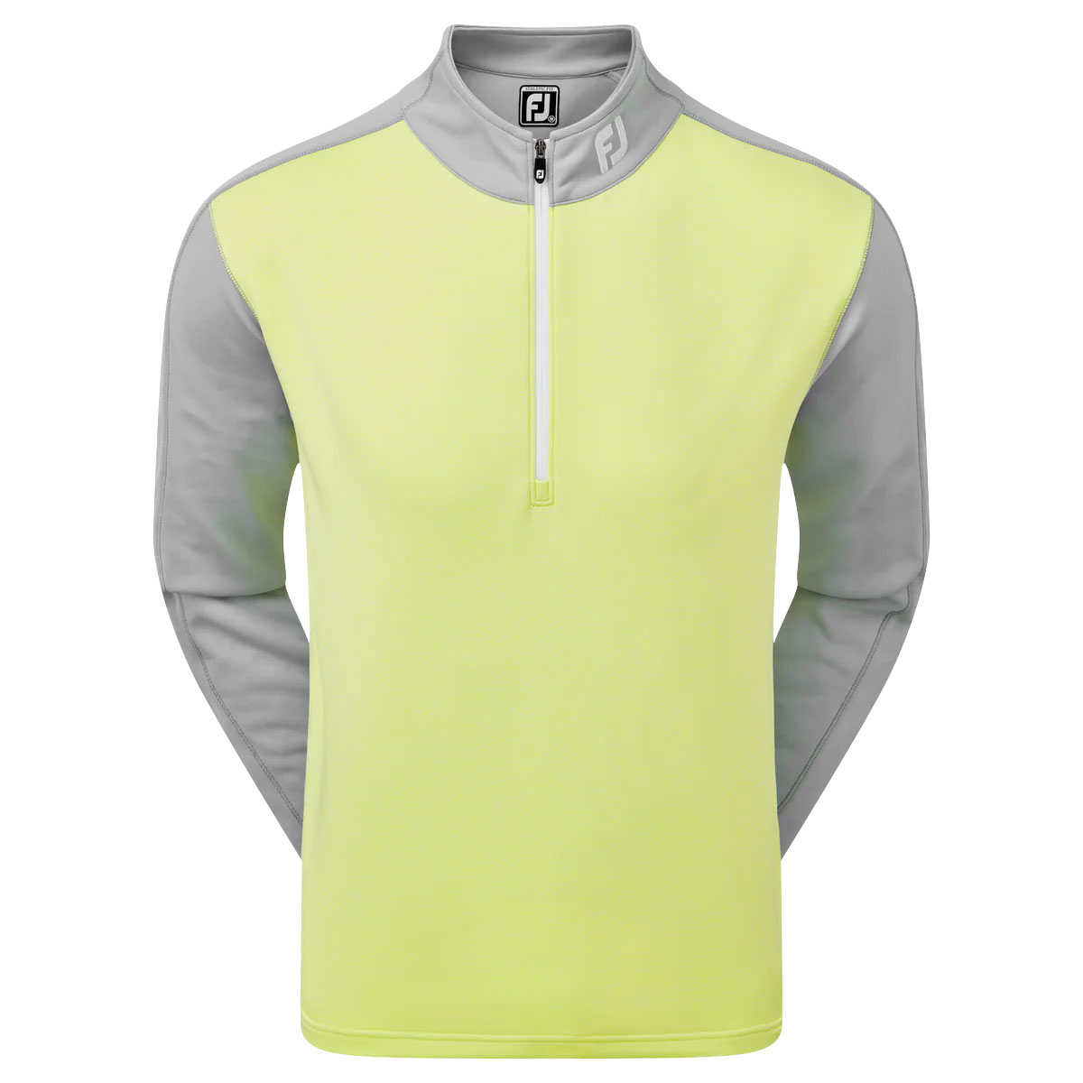 FootJoy Heather Colour Block Chill-Out Mens Golf Pullover  - Grey/Heather Lime