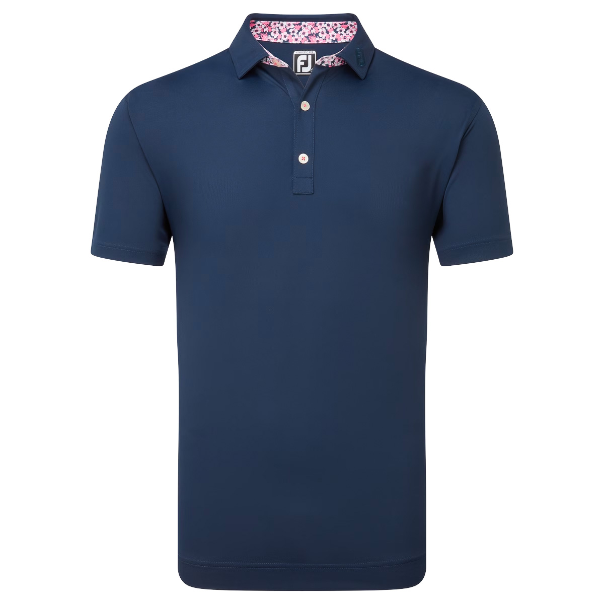 FootJoy EU Solid with Primrose Trim Mens Golf Polo Shirt  - Navy