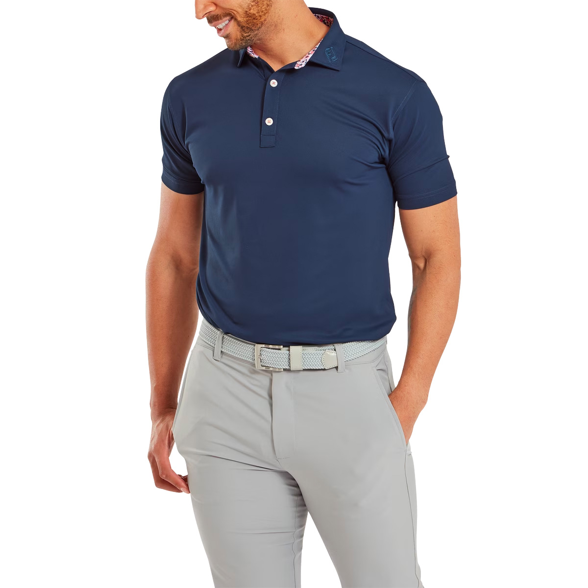 FootJoy EU Solid with Primrose Trim Mens Golf Polo Shirt 