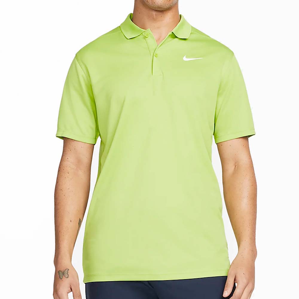 Nike Golf Dri-Fit Victory Solid Mens Polo Shirt  - Vivid Green/White