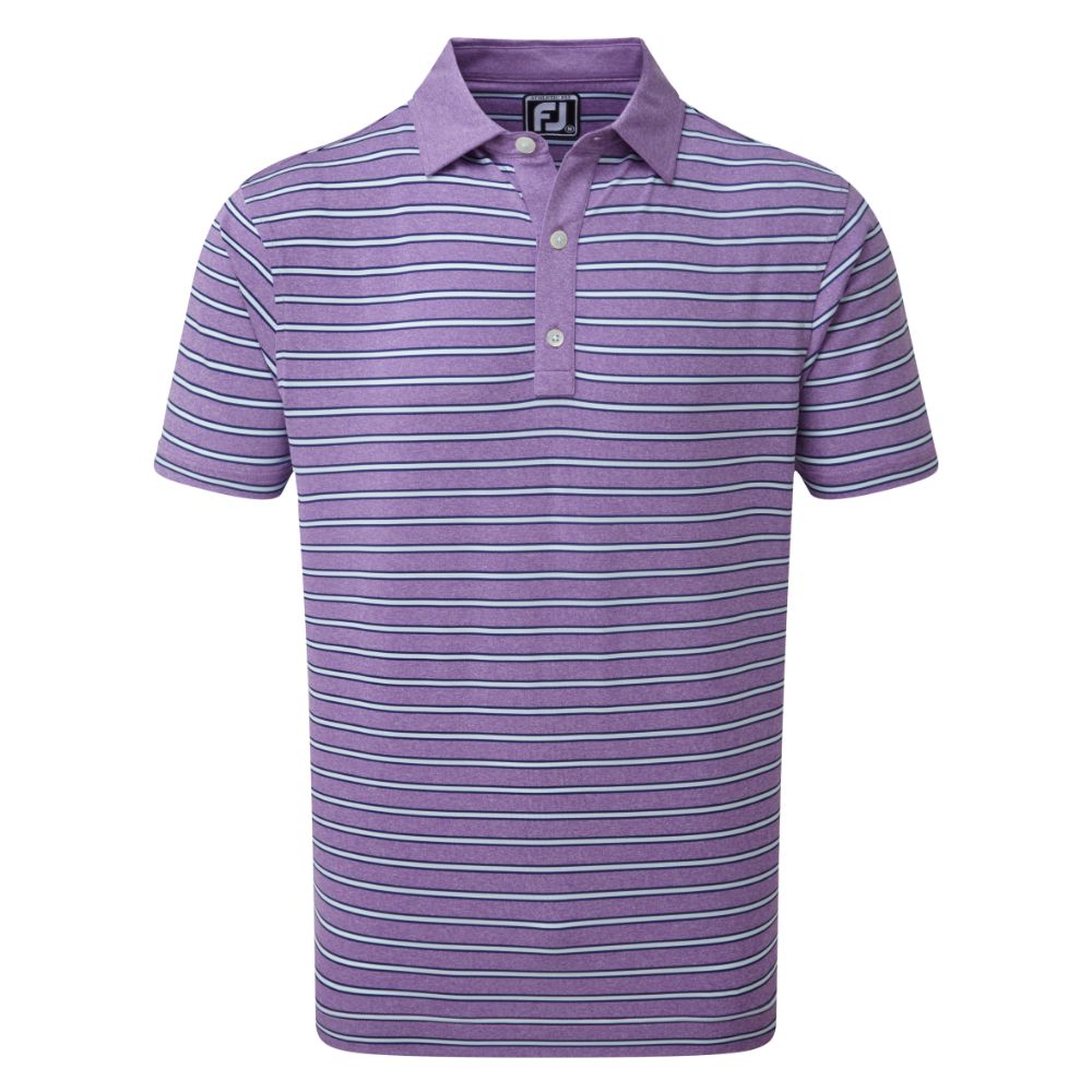 FootJoy Golf Heather Lisle with Stripes Mens Polo Shirt  - Purple/Blue/White