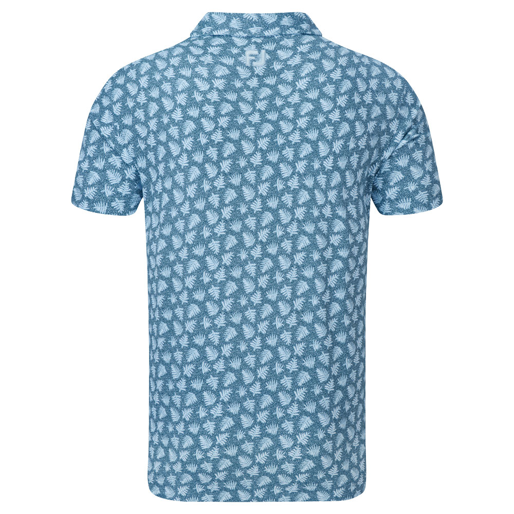 FootJoy Shadow Palm Print Pique Mens Golf Polo Shirt  - Ink/Dusk Blue