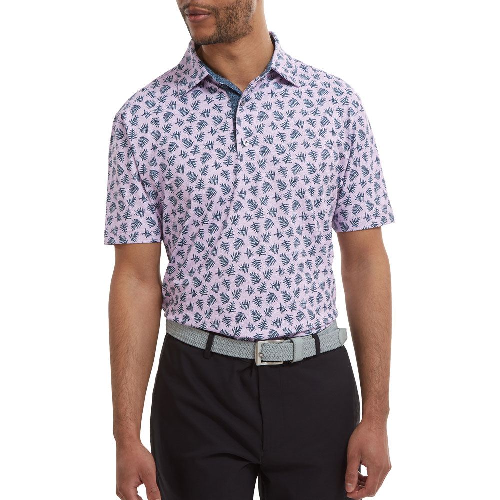 FootJoy Shadow Palm Print Pique Mens Golf Polo Shirt | Scratch72