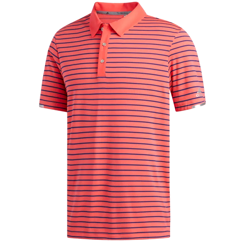adidas Golf ClimaChill Three Colour Stripe Mens Polo Shirt  - Shock Red