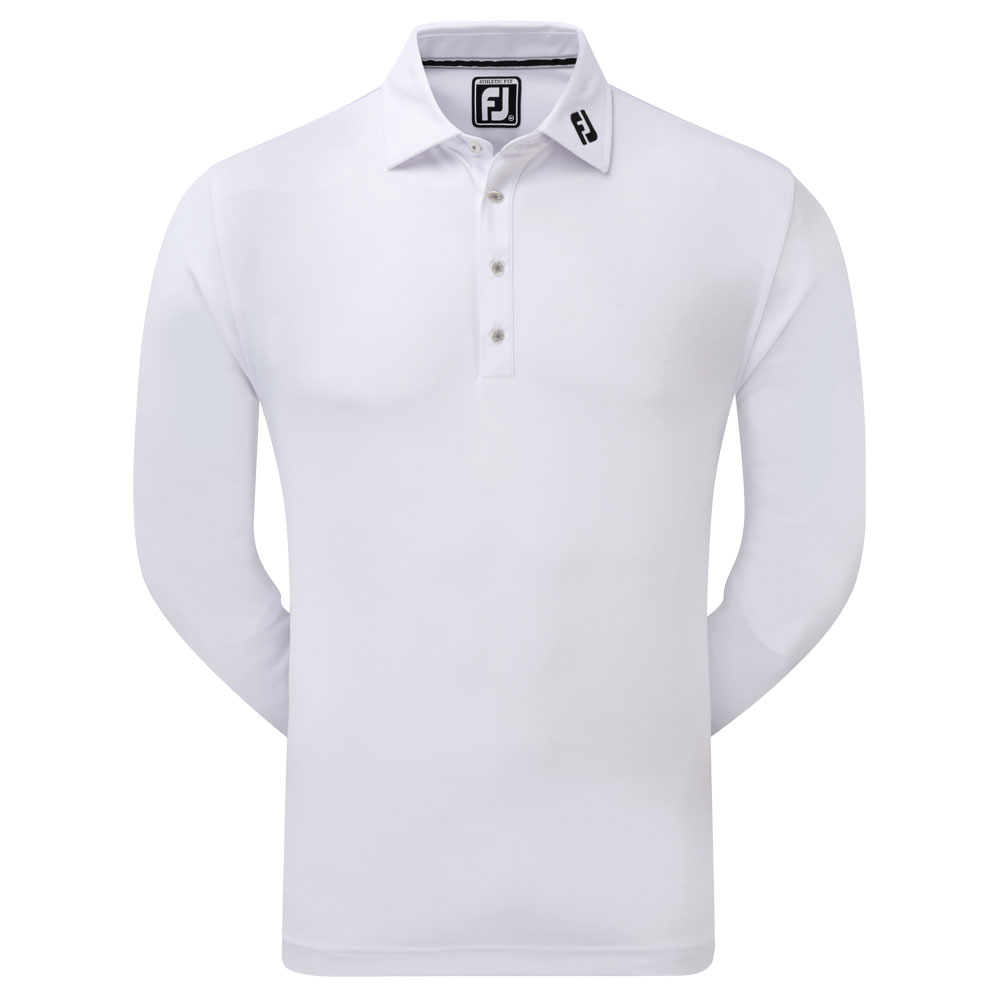 FootJoy Thermolite Long Sleeved Smooth Pique Polo Shirt  - White
