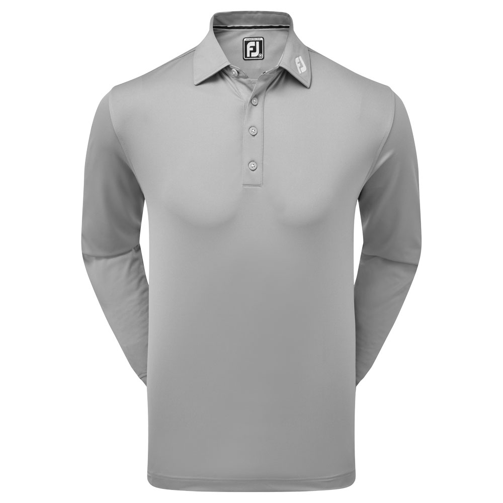 FootJoy Thermolite Long Sleeved Smooth Pique Polo Shirt  - Grey