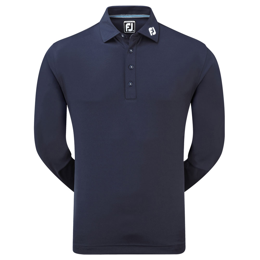 FootJoy Thermolite Long Sleeved Smooth Pique Polo Shirt  - Navy