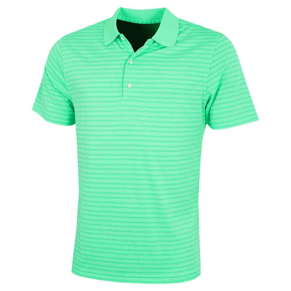 Greg Norman Mens Engineered Stripe Golf Polo Shirt  - Spring Bud Green