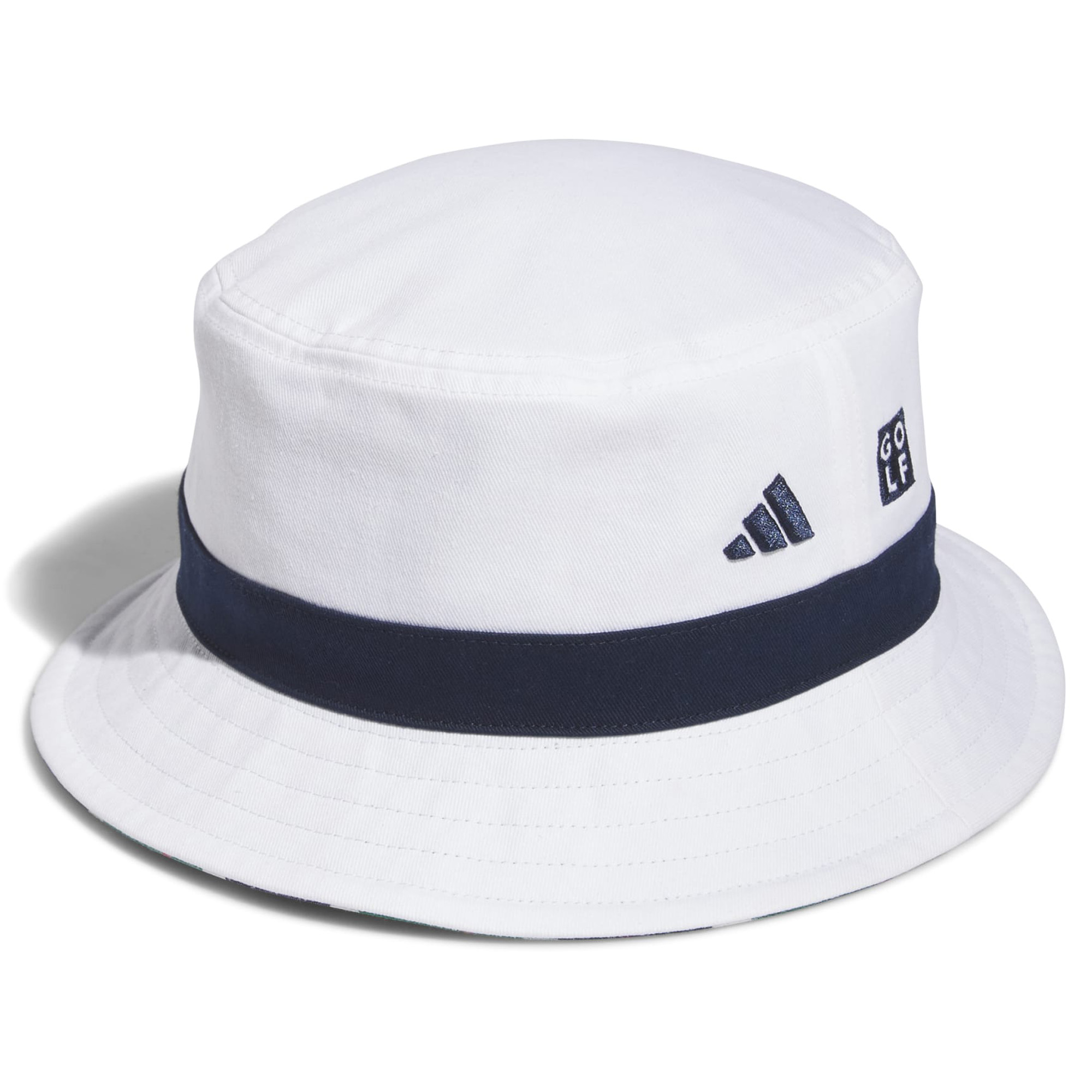 adidas Plaid Reversible Golf Bucket Hat  - White
