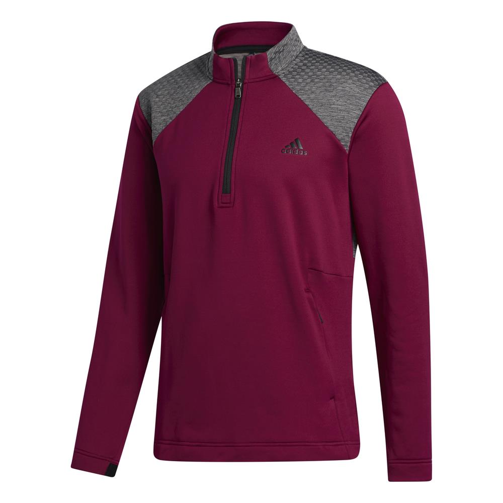 adidas Golf Mens COLD.RDY Quarter Zip Pullover  - Power Berry