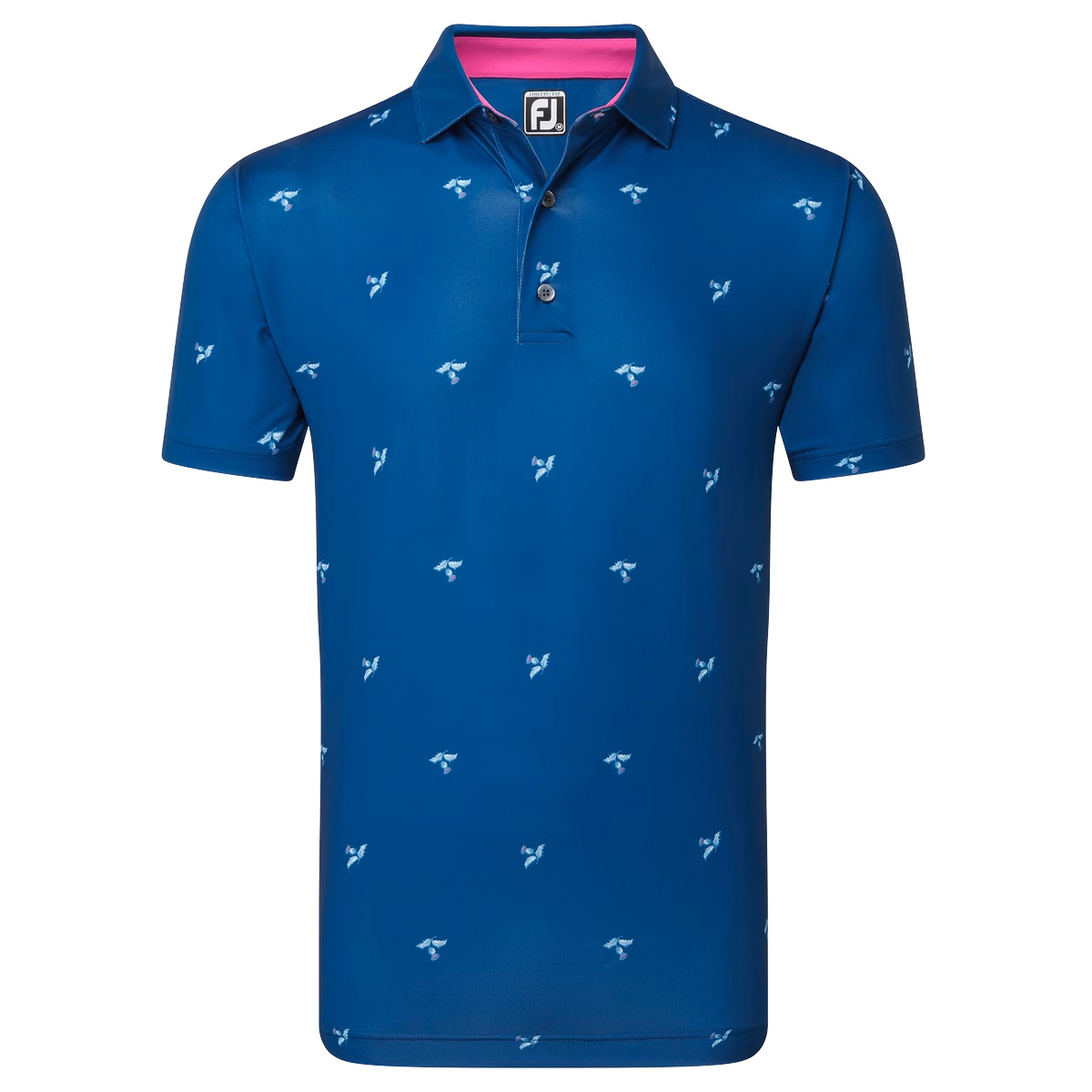 FootJoy EU Thistle Print Lisle Mens Golf Polo Shirt  - Deep Blue