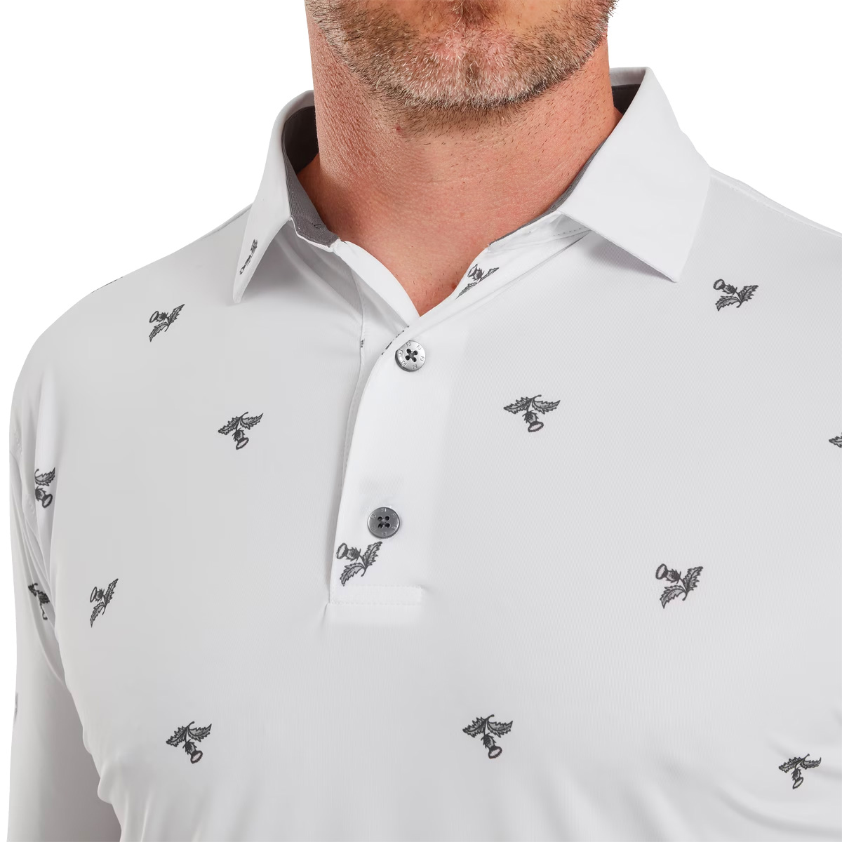 FootJoy EU Thistle Print Lisle Mens Golf Polo Shirt 
