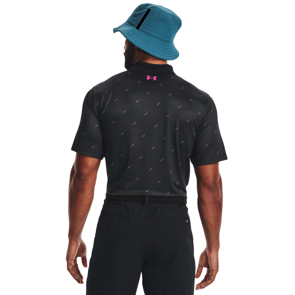 Under Armour Mens UA Performance 3.0 Deuces Polo Shirt  - Black/Still Water/Rebel Pink