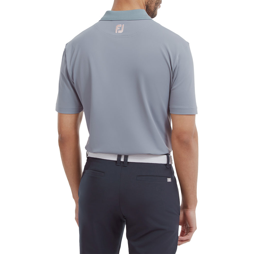 FootJoy Solid with Stripe Placket Pique Mens Golf Polo Shirt 