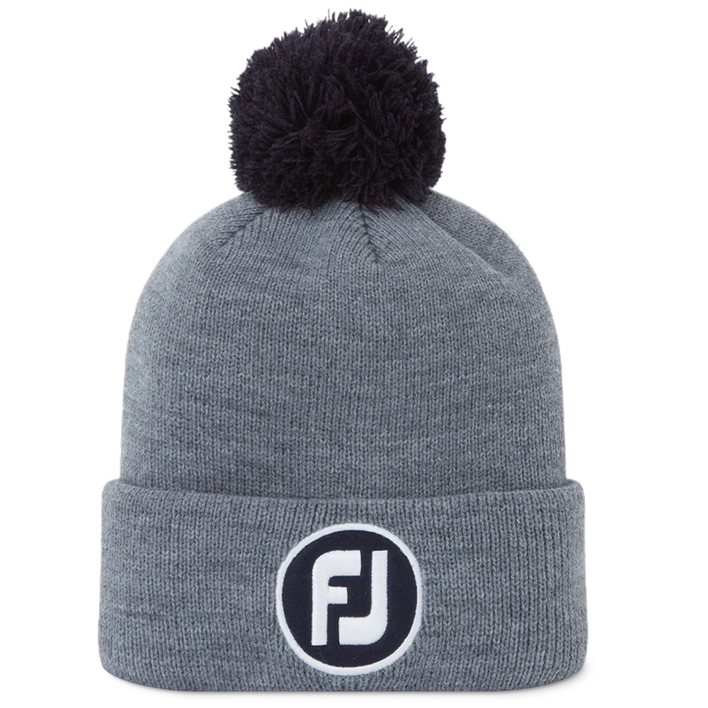 FootJoy Solid Pom Pom Golf Beanie Winter Hat  - Heather Grey