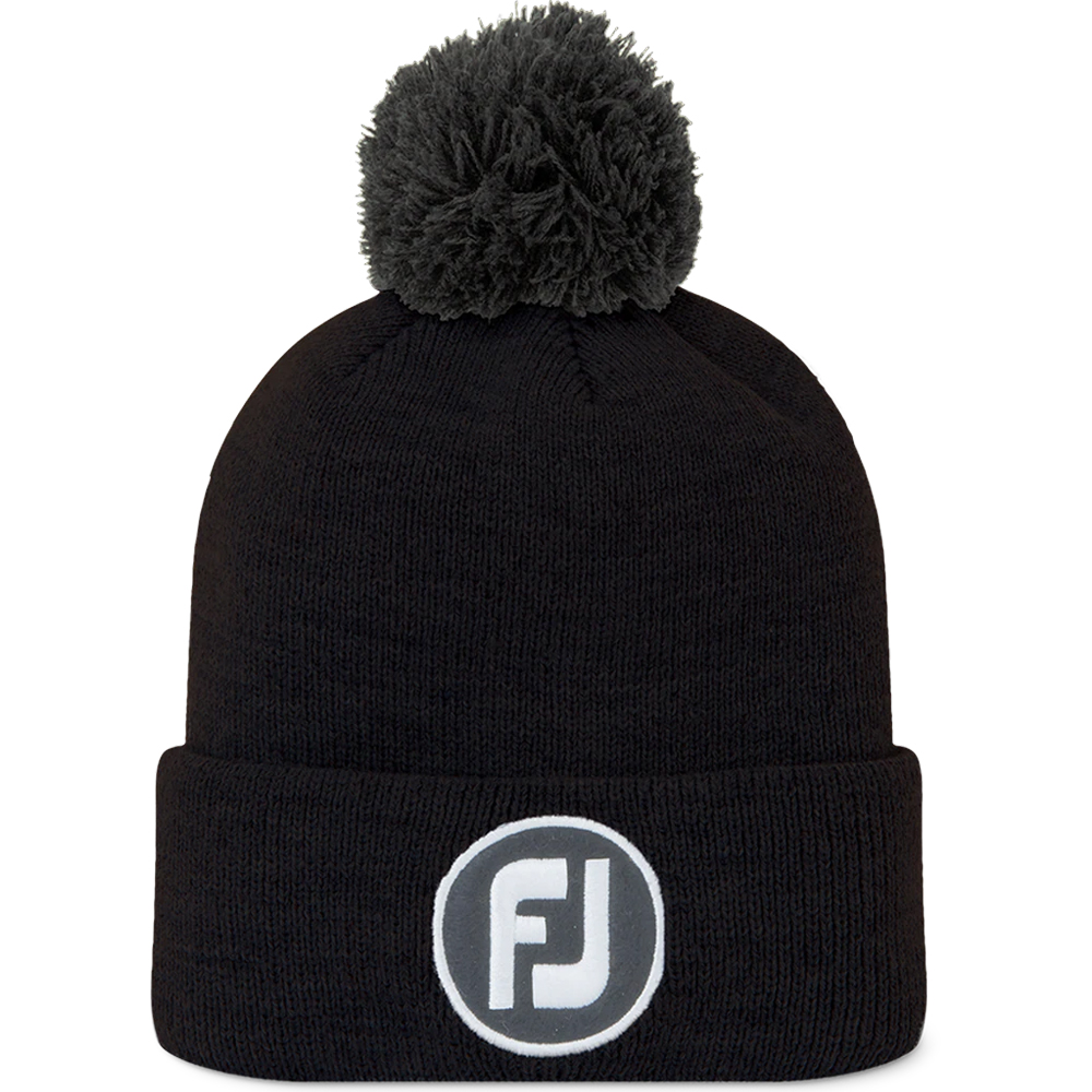 FootJoy Solid Pom Pom Golf Beanie Winter Hat  - Black