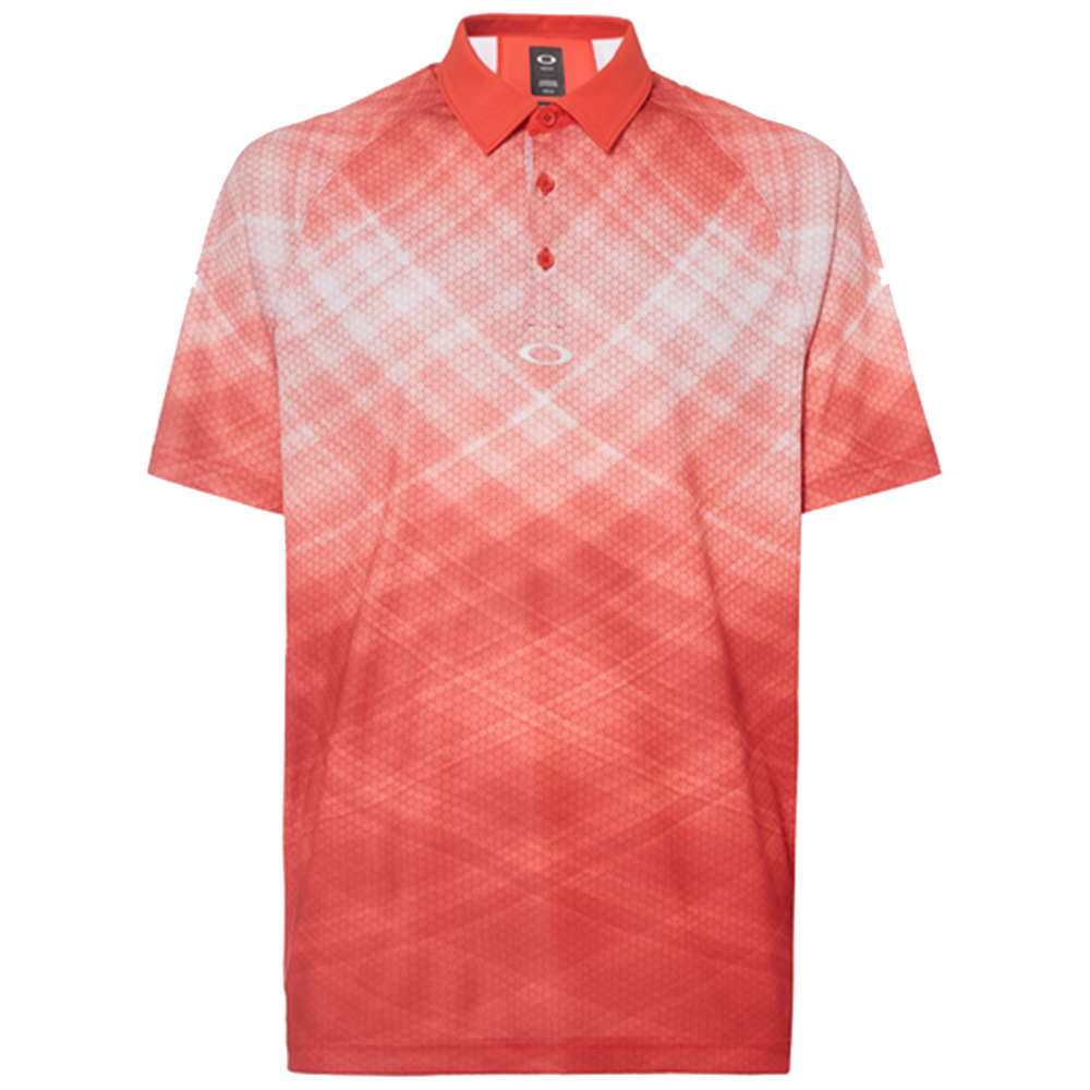 Oakley Golf Barkie Gradient Mens Polo Shirt  - Fire Red