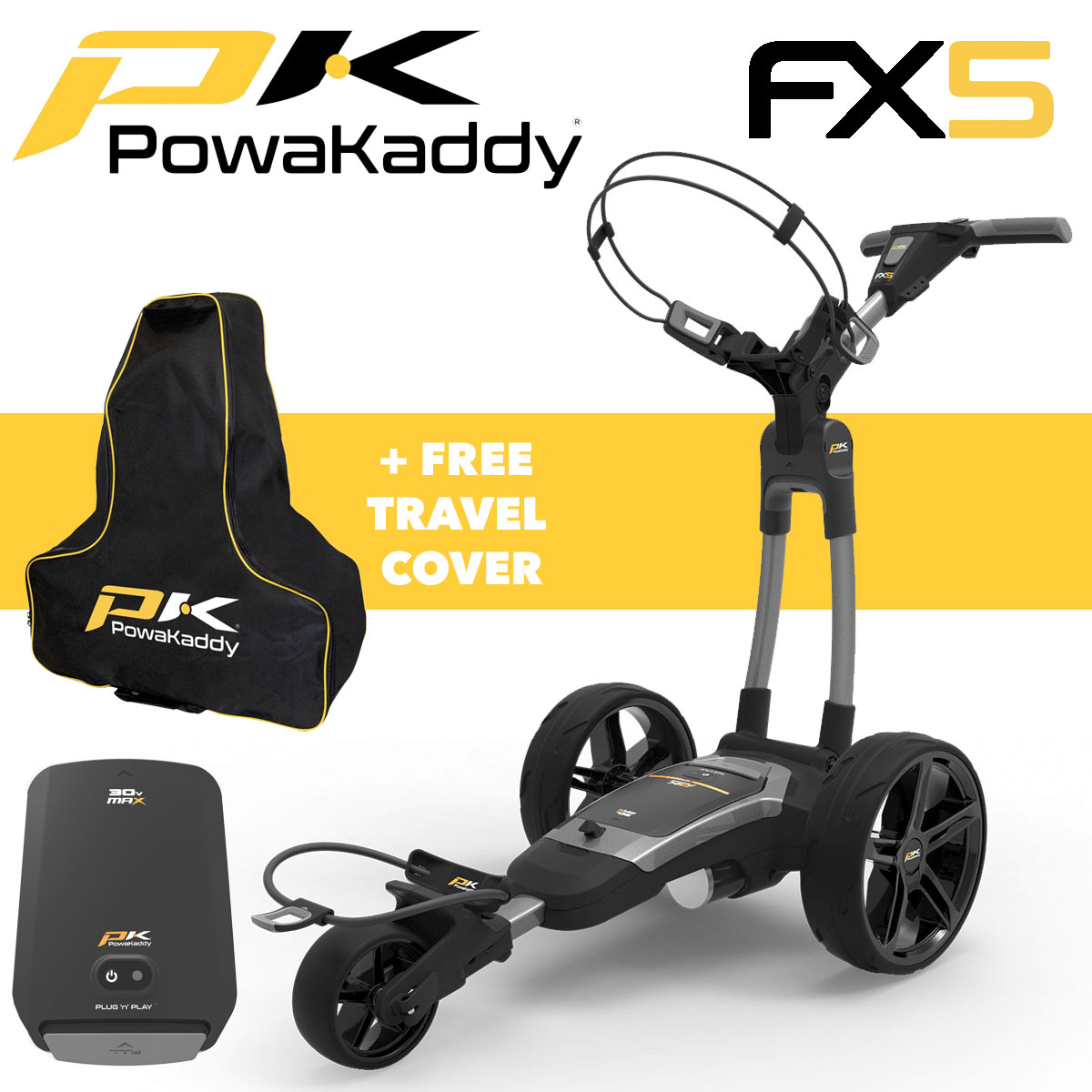 PowaKaddy FX5 Electric Golf Trolley 18 Hole Lithium Battery 