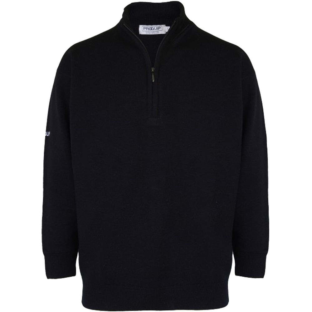Proquip Golf Lambswool Zip Neck Mens Sweater  - Black