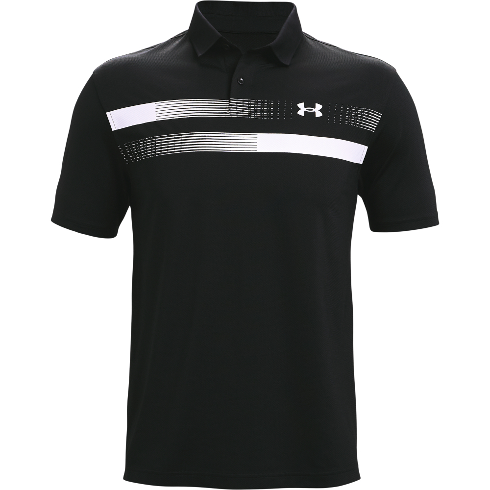 Under Armour Mens Performance Graphic Golf Polo Shirt  - Black/White