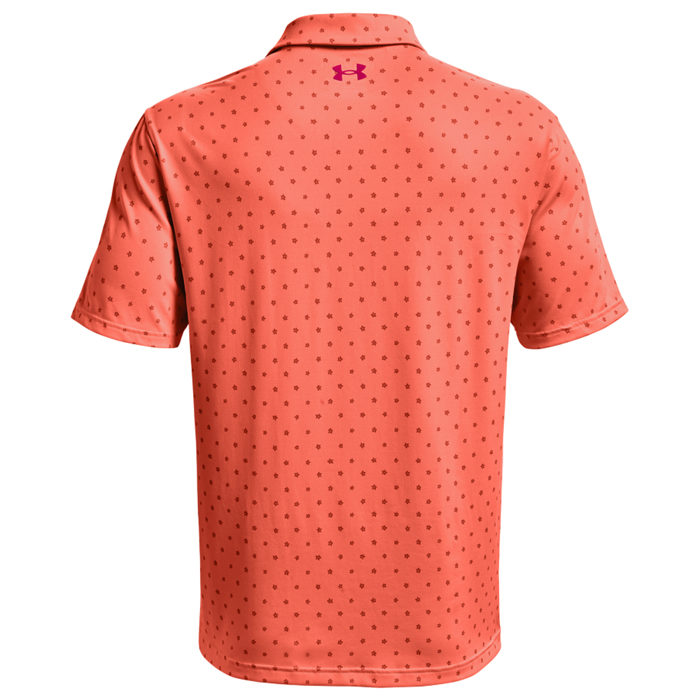 Under Armour Mens UA Golf Playoff 2.0 Florals Print Polo Shirt  - Electric Tangerine/Knock Out
