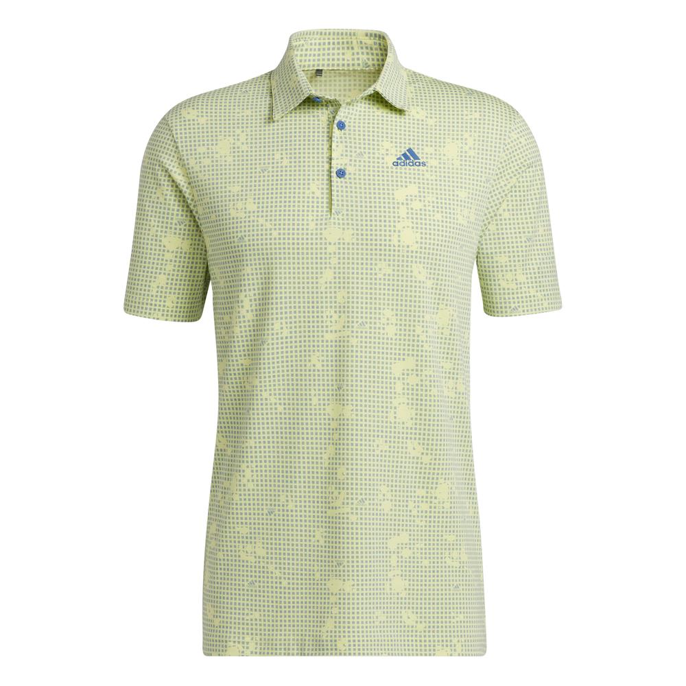 adidas Golf Night Camo-Print Primegreen Polo Shirt  - Pulse Yellow Mel/Focus Blue