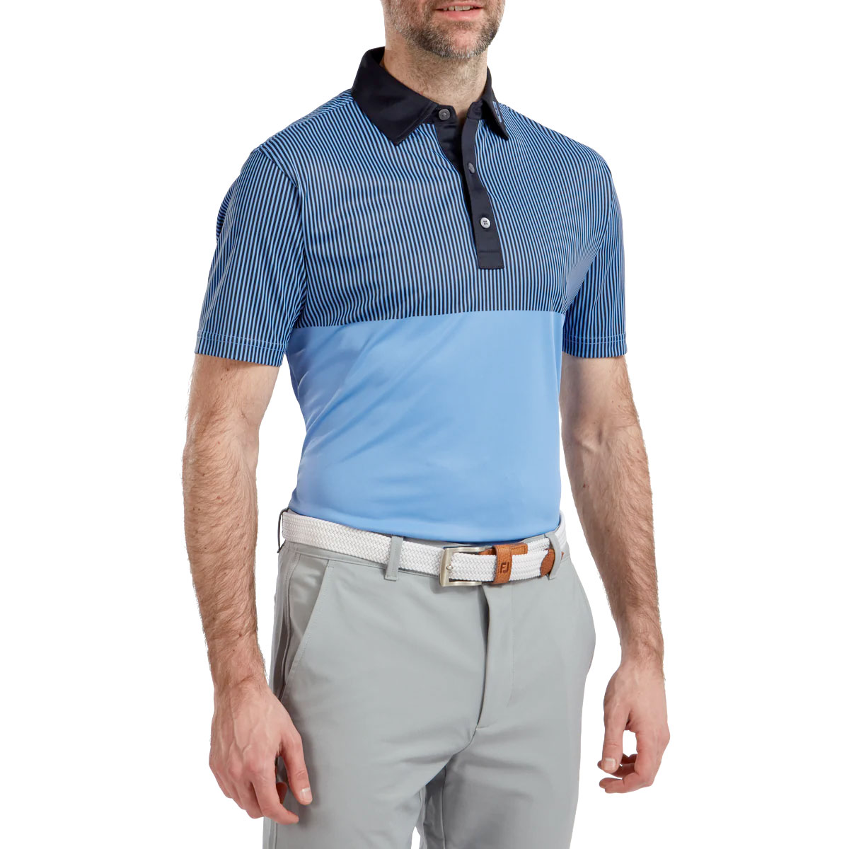 FootJoy Smooth Pique Engineered Vertical Print Mens Golf Polo Shirt 