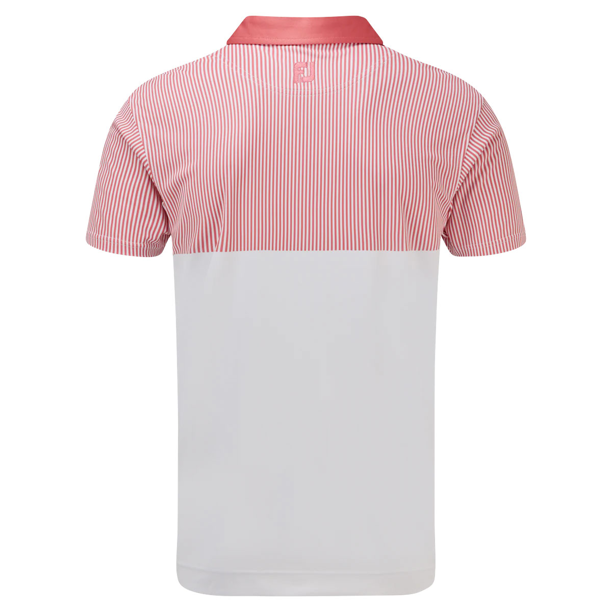 FootJoy Smooth Pique Engineered Vertical Print Mens Golf Polo Shirt  - White/Cape Red