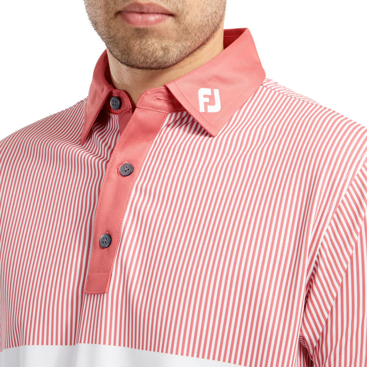 FootJoy Smooth Pique Engineered Vertical Print Mens Golf Polo Shirt 