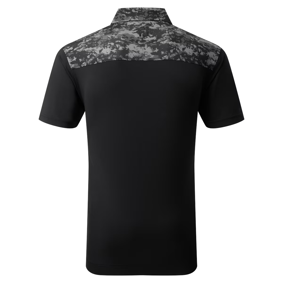 FootJoy Cloud Camo Trim Lisle Mens Golf Polo Shirt  - Black