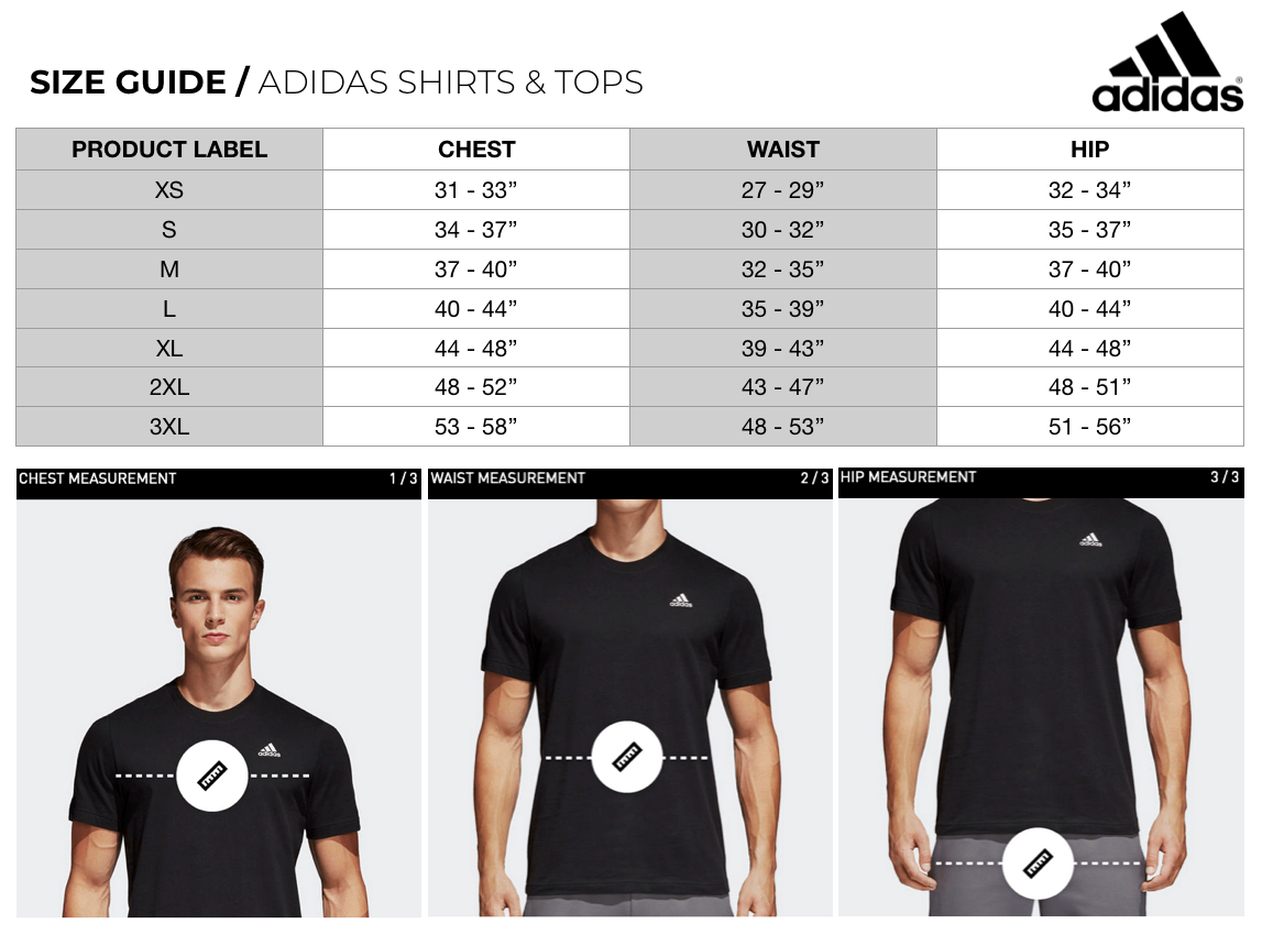 Adidas golf shirt hotsell size chart