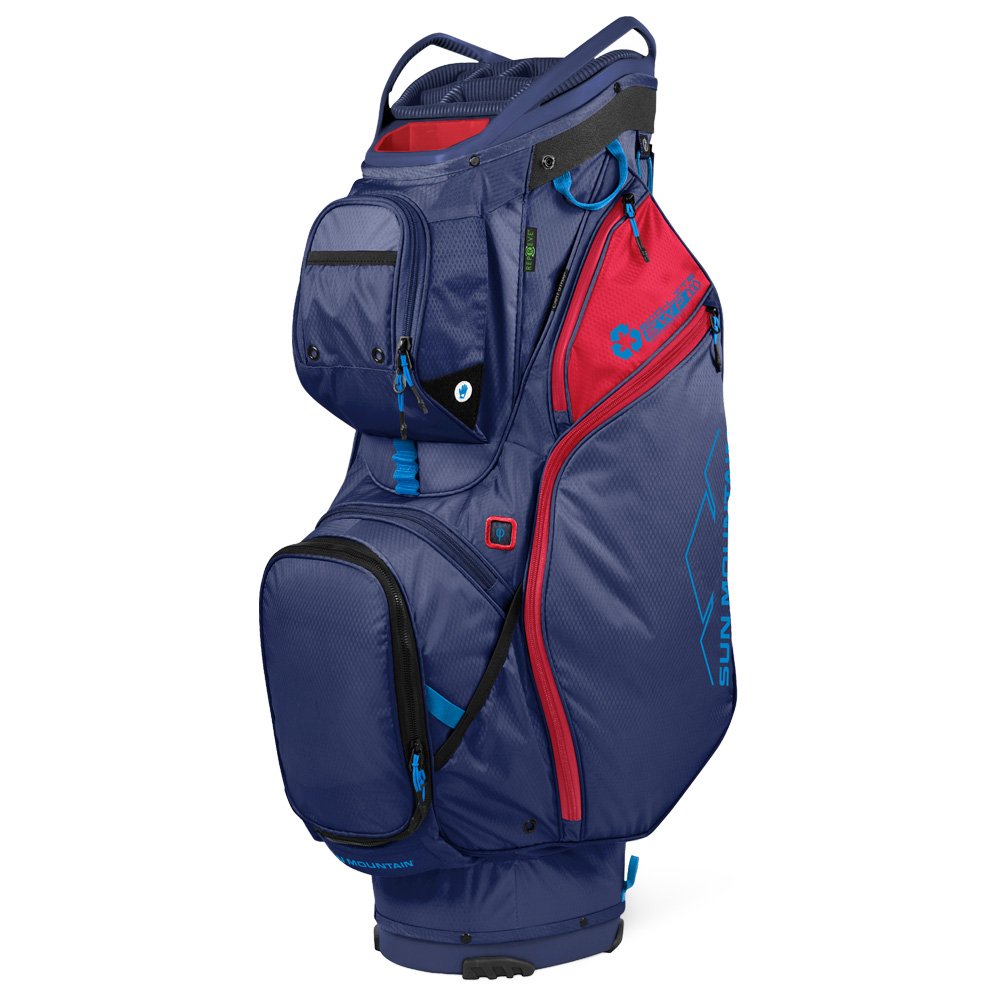 Sun Mountain Ecolite Cart Golf Bag - Made with recyced fabric.  - Navy/Bright Red/Cobalt