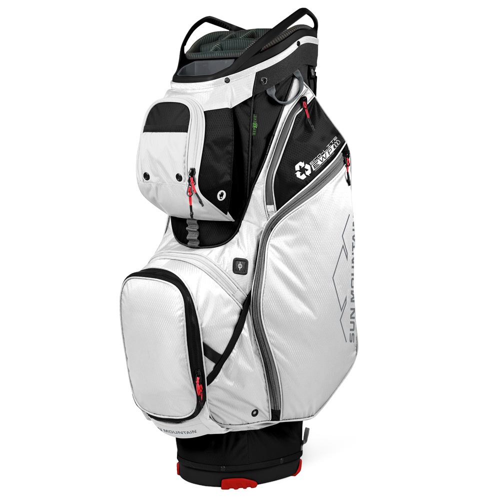 Sun Mountain Ecolite Cart Golf Bag - Made with recyced fabric.  - Black/White/Gunmetal/Bright Red