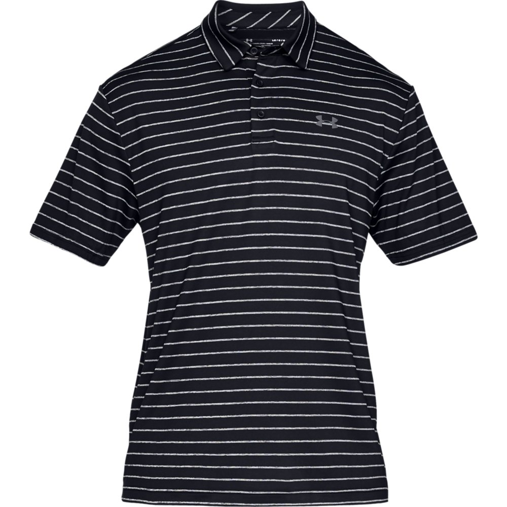 Under Armour Golf Playoff 2.0 Mens Polo Shirt  - Black/Pitch Grey Stripe