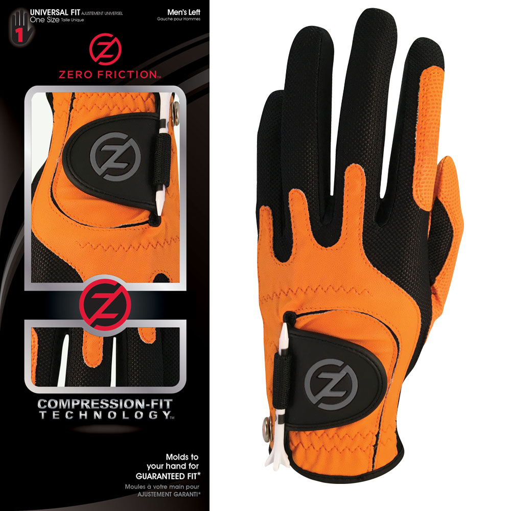Zero Friction Mens Golf Glove Left Hand - OSFA  - Orange