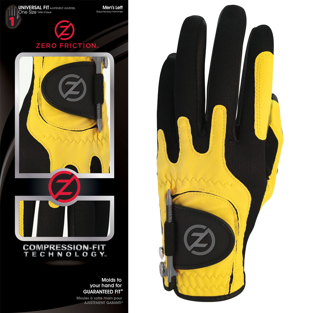 Zero Friction Mens Golf Glove Left Hand - OSFA  - Yellow