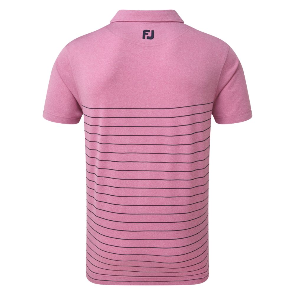FootJoy Golf Heather Lisle Engineered Pinstripe Mens Polo Shirt  - Berry/Navy