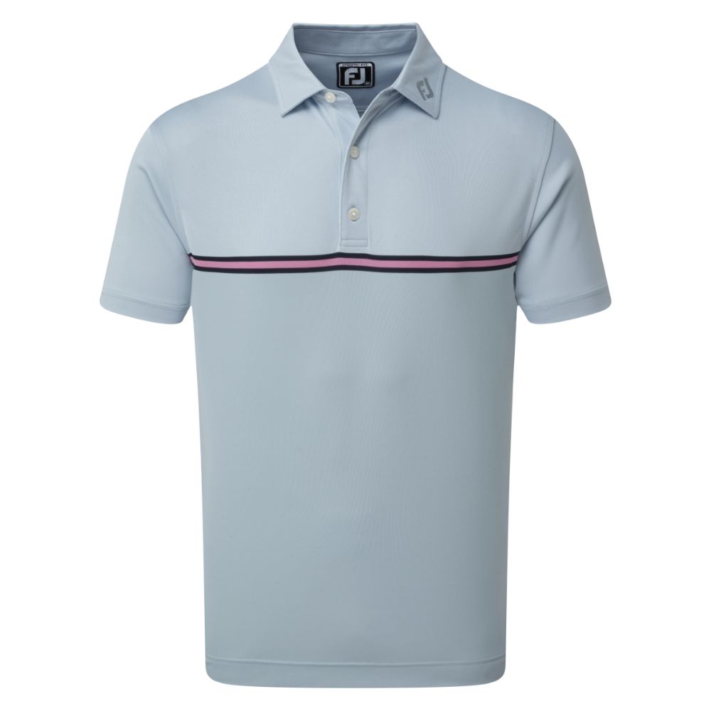 FootJoy Golf Jacquard Top Colour Block Mens Polo Shirt  - Blue