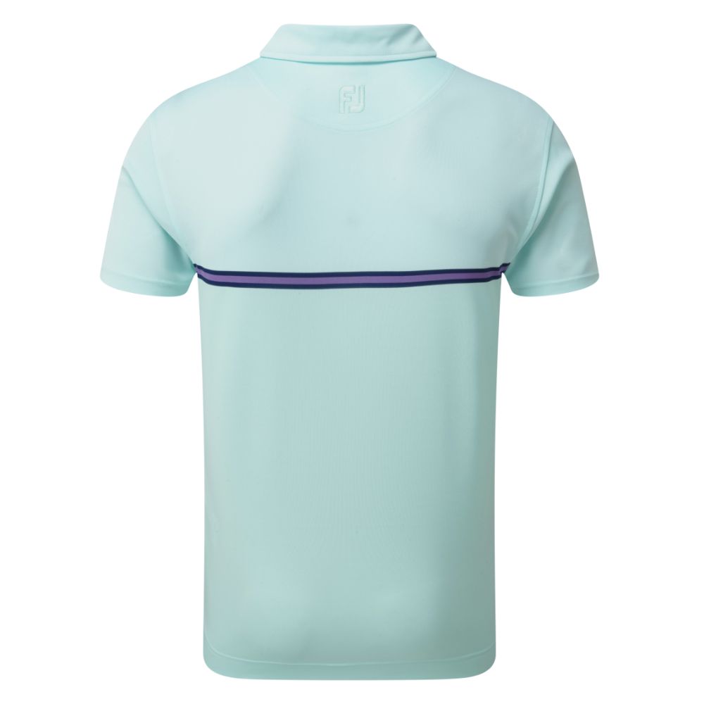 FootJoy Golf Jacquard Top Colour Block Mens Polo Shirt  - Blue/White