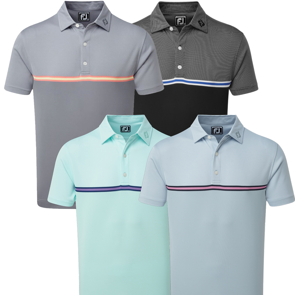 FootJoy Golf Jacquard Top Colour Block Mens Polo Shirt