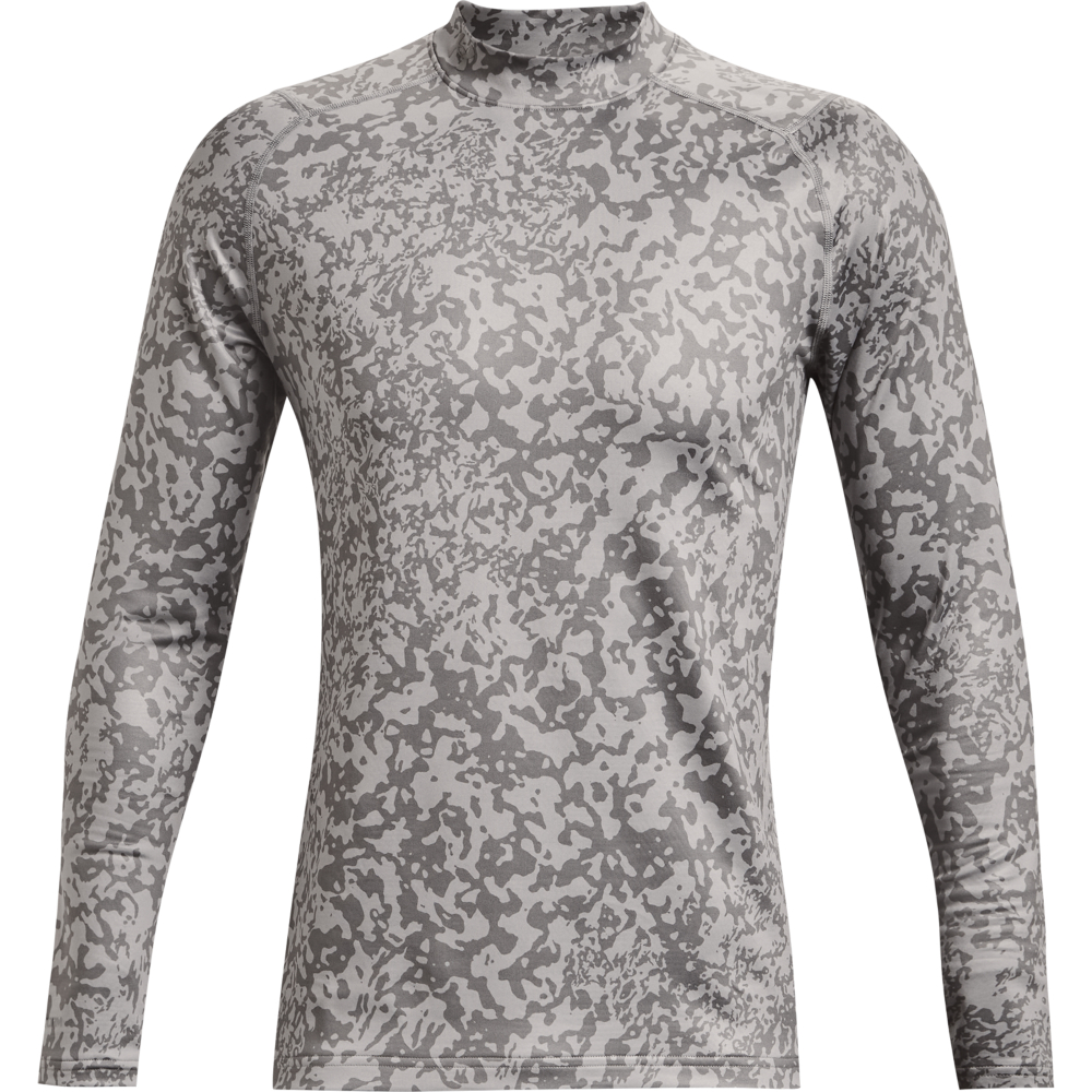 Under Armour ColdGear Infrared Printed Golf Mock Baselayer  - Grey Wolf
