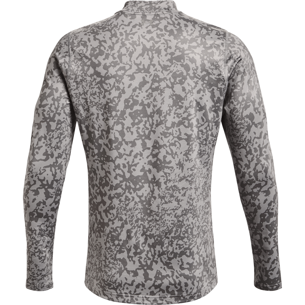 Under Armour ColdGear Infrared Printed Golf Mock Baselayer  - Grey Wolf