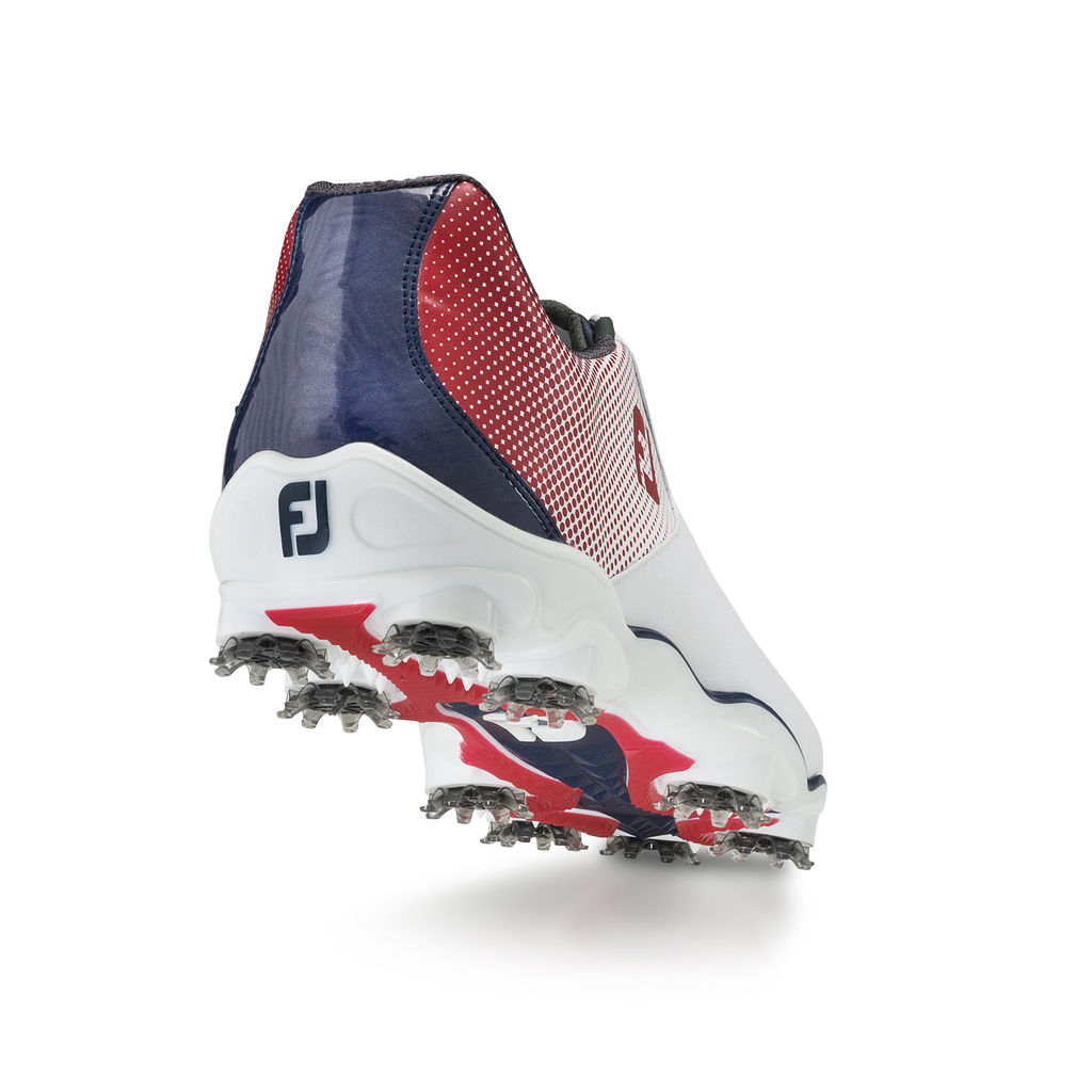 FootJoy DNA Helix Waterproof Leather Mens Golf Shoes  - White/Red/Blue