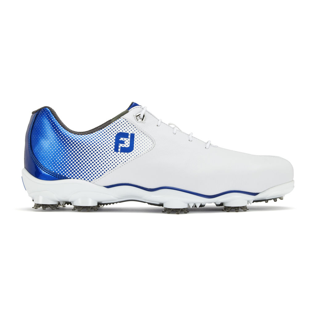 FootJoy DNA Helix Waterproof Leather Mens Golf Shoes  - White/Electric Blue