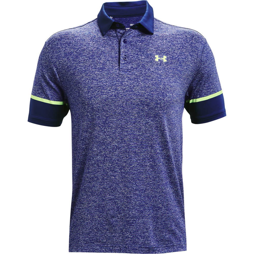 Under Armour Mens Playoff Polo Heathered Golf Shirt  - Regal/Lime